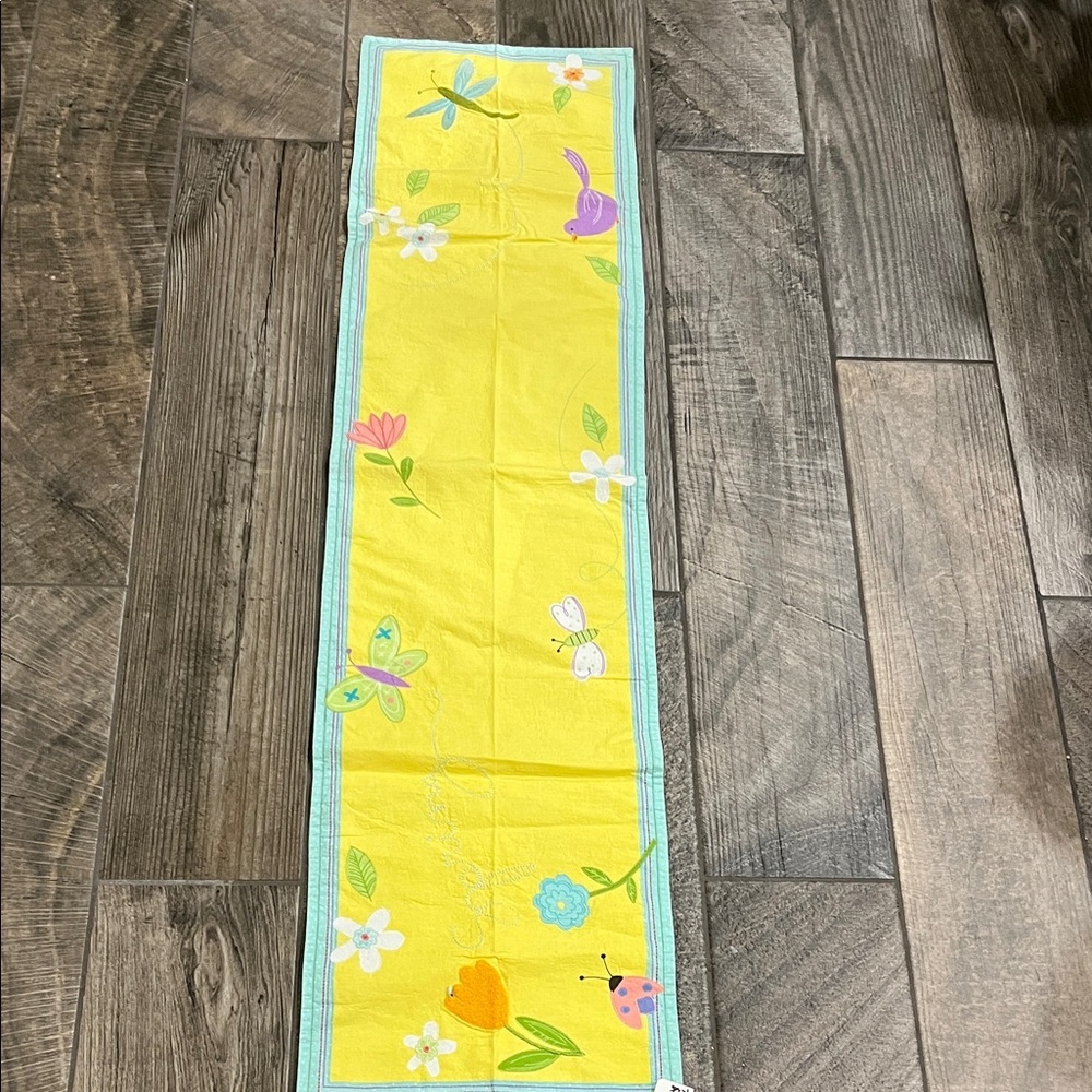 Yellow cotton cloth embroidered Floral Spring Table Runner